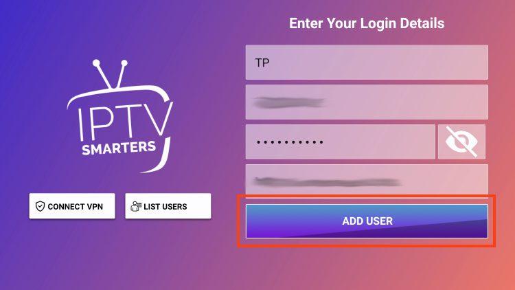 Enter your login details screen — click Add User